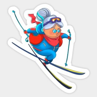 Old lady skier Sticker